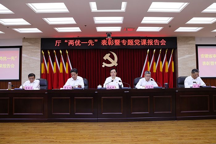 審計廳召開“兩優(yōu)一先”表彰暨專題黨課報告會。安徽省審計廳 供圖