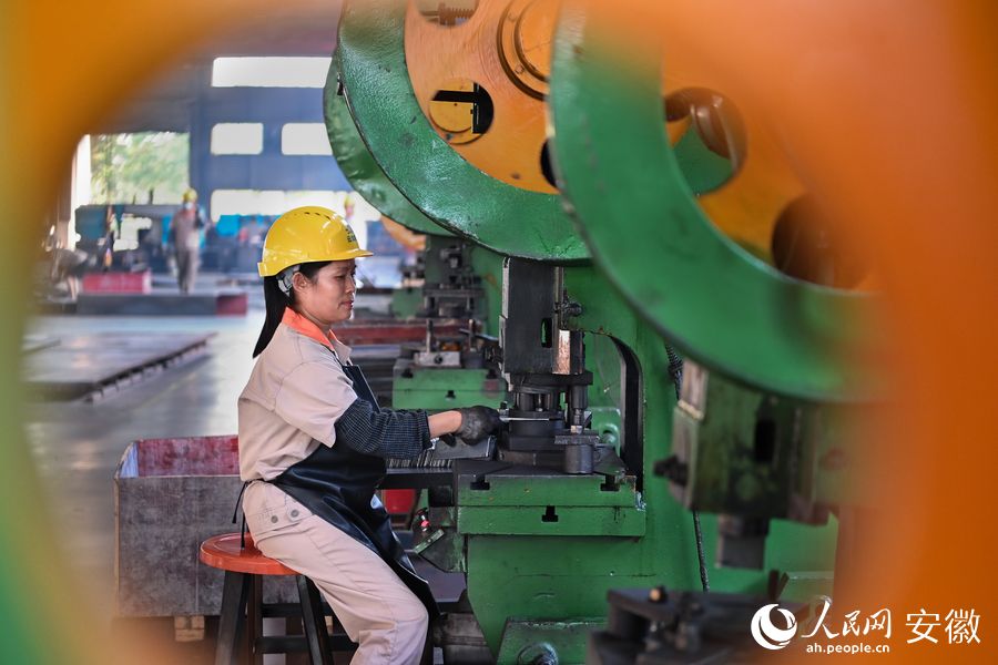 云龍糧機(jī)沖床產(chǎn)線。人民網(wǎng)記者 苗子健攝