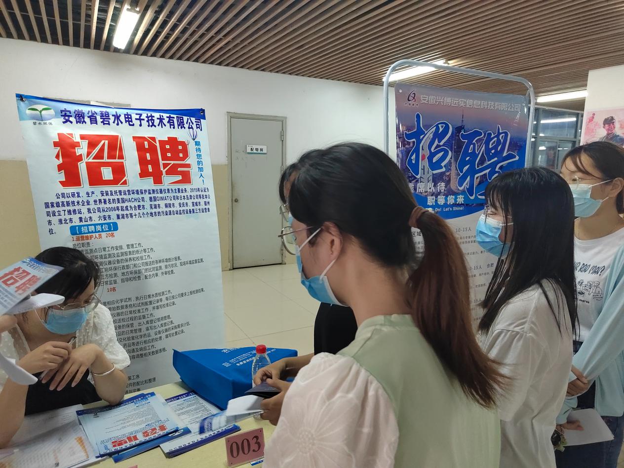 廬陽區(qū)人社局?jǐn)y手轄區(qū)青年就業(yè)見習(xí)基地企業(yè)前往合肥學(xué)院吸納高校畢業(yè)生參加見習(xí)。陳辛供圖