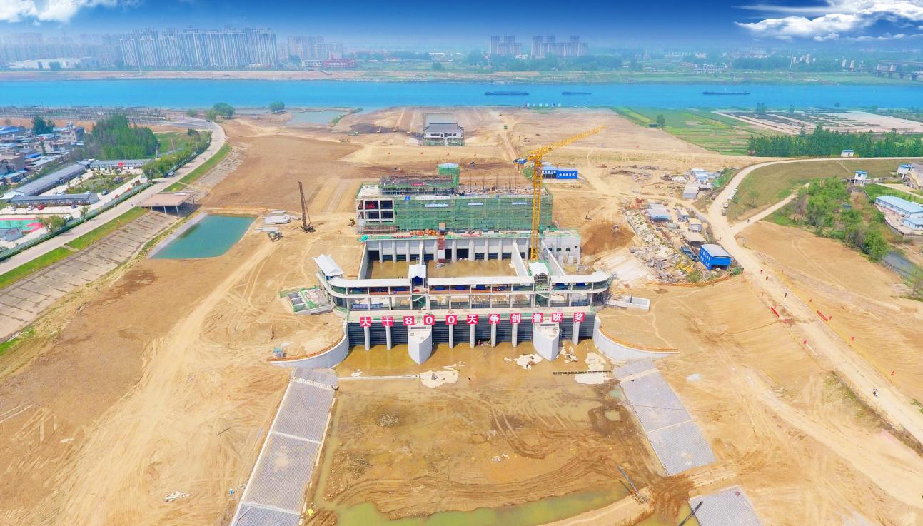 安徽水利蚌埠靚淮河龍子河口綜合樞紐布置工程。安徽建工集團供圖