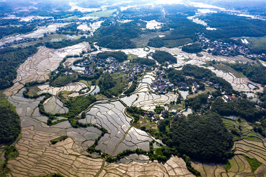 航拍安慶市太湖縣田野。孫兵攝