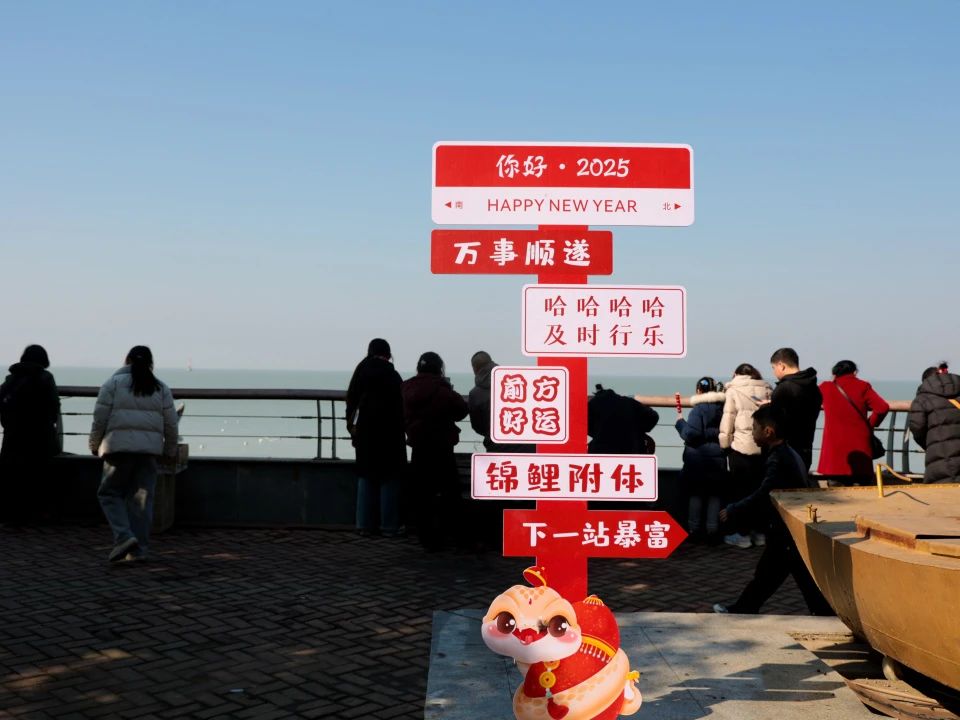 姥山島“靈蛇迎新春”。中廟街道供圖