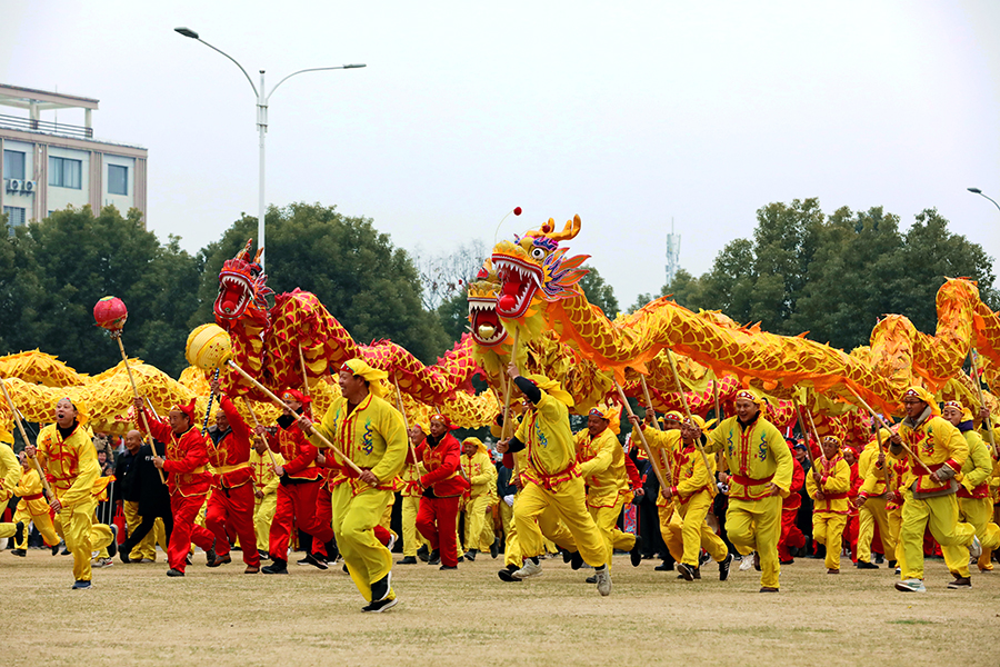 “九龍進城”巡街送祝福。高鵬攝