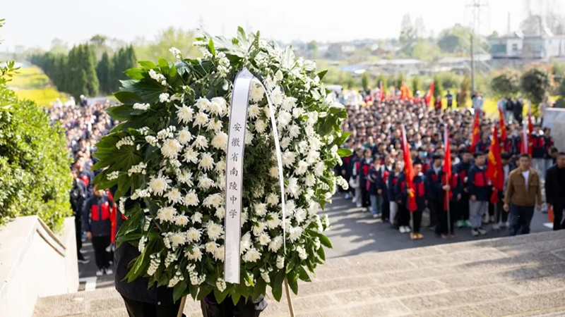 敬獻(xiàn)花環(huán)。南陵縣委宣傳部供圖