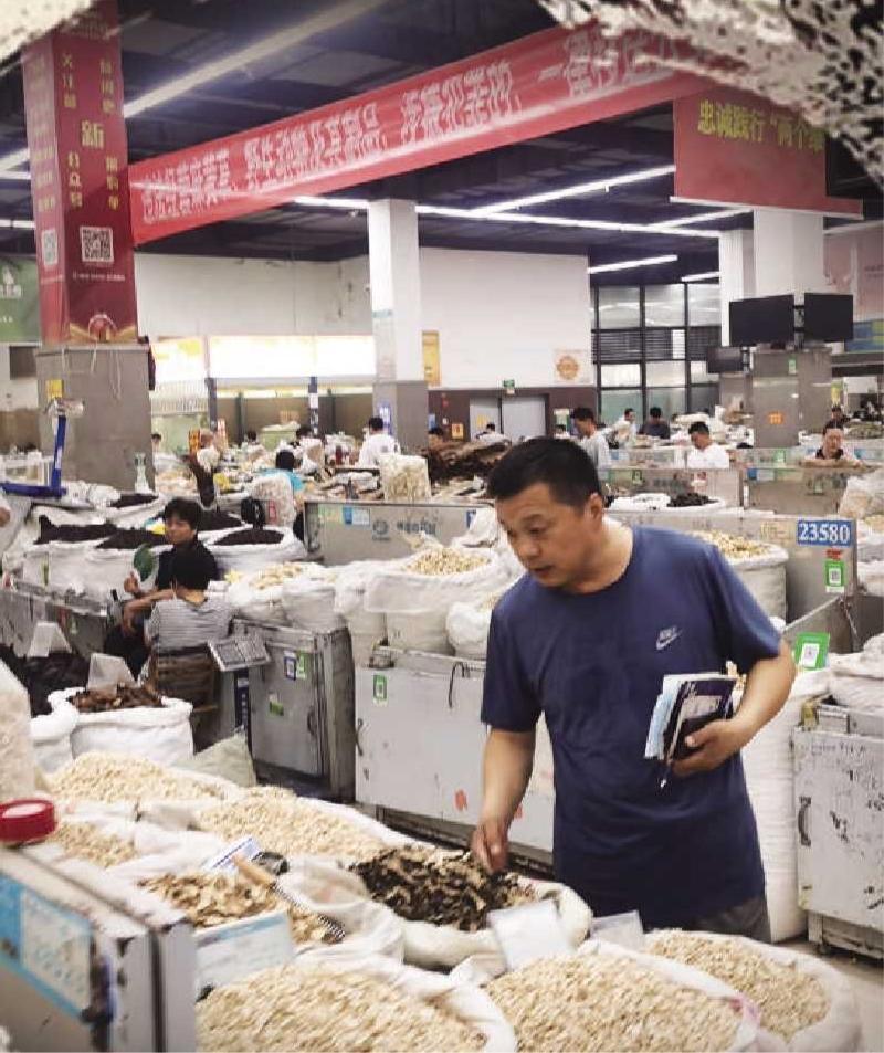 亳州中藥材專業(yè)市場(chǎng)交易大廳，藥商在選購(gòu)中藥材。記者 任 雷 攝